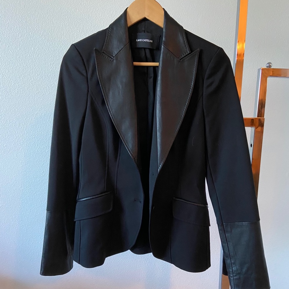 Flavio Castellani Blazer With Leather Lapels